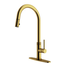 Vigo  VG02033MGK1 Bristol Pull-Down Kitchen Faucet With Deck Plate In Matte Brushed Gold