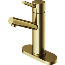 Vigo  VG01009MGK1 Noma Single Hole Bathroom Faucet With Deck Plate In Matte Brushed Gold