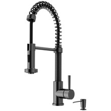 Vigo  VG02001GBK2 Edison Pull-Down Spray Kitchen Faucet And Soap Dispenser In Graphite Black