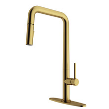 Vigo  VG02031MGK1 Parsons Pull-Down Kitchen Faucet With Deck Plate In Matte Brushed Gold