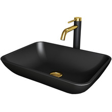 Vigo  VGT2017 Black Sottile Matte Shell Vessel Bathroom Sink Lexington Cfiber© Faucet In Matte Brushed Gold And Matte Black