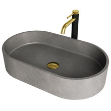 Vigo  VGT2027 Concreto Stone Oval Vessel Bathroom Sink With Lexington Bathroom Faucet And Pop-Up Drain In Matte Brushed Gold