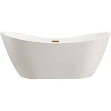 Vanity Art VA6517-TG 70.5" X 31.5" Non-Slip Freestanding Bathtub - White with Titanium Gold Trim