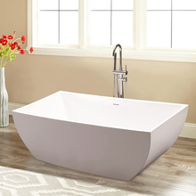 Vanity Art VA6821-IO-L 66.9" Bathroom Freestanding Acrylic Soaking Bathtub - White with Integrated Overflow