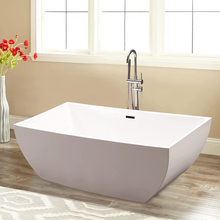 Vanity Art VA6821-MB-L 66.9" Bathroom Freestanding Acrylic Soaking Bathtub - White with Matte Black Trim