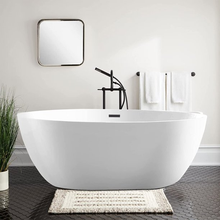 Vanity Art VA6834-ORB-S Freestanding 55 inch x 32 inch Bathtub with Slotted Overflow and Drain- White with Oil Rubbed Bronze Trim