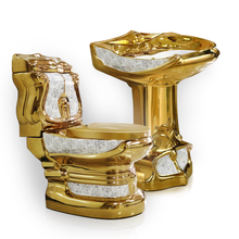 Maison De Philip Bar-Set-2PC Decorative Gold Pedestal Sink and Toilet