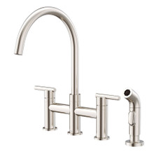 Danze D424458SS Parma Two Handle Bridge Kitchen Faucet with Side Spray 1.75gpm  - Stainless Steel