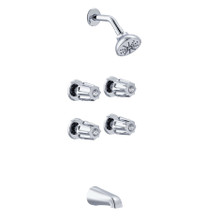 Gerber G074643083 Classics Four Metal Fluted Handle Tub & Shower Fitting 1.75gpm - Chrome