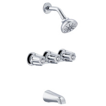 Danze  G0748030 Gerber Classics Three Metal Fluted Handle Threaded Escutcheon Tub & Shower Fitting with IPS/Sweat Connections & Threaded Spout 1.75gpm - Chrome