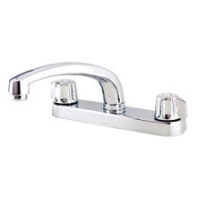 Gerber  G0742416 Classics Two Handle Kitchen Faucet Deck Plate Mounted w/out Spray & w/ Metal Fluted Handles 1.75gpm - Chrome. Compression cartridge