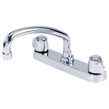 Gerber  G0042426 Classics Two Handle Kitchen Faucet Deck Plate Mounted w/ Metal Handles & Tubular Spout 1.75gpm - Chrome