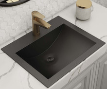 Ruvati  21 x 17 inch Gunmetal Black Drop-in Topmount Bathroom Sink Stainless Steel - RVH5110BL