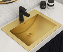 Ruvati  21 x 17 inch Brushed Gold Drop-in Topmount Bathroom Sink Polished Brass Stainless Steel - RVH5110GG