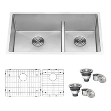 Ruvati  30-inch Low-Divide Undermount Rounded Corners 60/40 Double Bowl 16 Gauge Stainless Steel Kitchen Sink - RVH7357