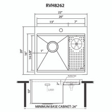 Ruvati  Glass Rinser and Sink Combo 22 inch Workstation for Wet Bar Bottle Washer Drop in Topmount - RVH8262ST