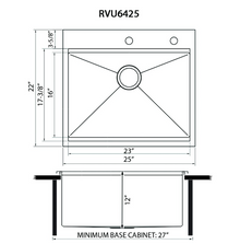 Ruvati  25 x 22 x 12 inch Drop-in Topmount Laundry Utility Workstation Sink 16 Gauge Stainless Steel - RVU6425