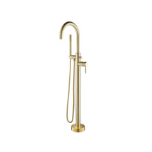 Isenberg  100.1170SB Freestanding Floor Mount Bathtub / Tub Filler With Hand Shower - Satin Brass