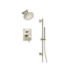 Isenberg  100.3400BN Two Output Shower Set With Shower Head, Hand Held And Slide Bar - Brushed Nickel