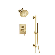 Isenberg  100.3400SB Two Output Shower Set With Shower Head, Hand Held And Slide Bar - Satin Brass