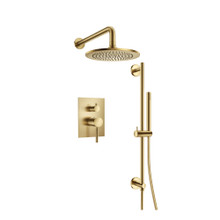 Isenberg  100.3450SB Two Output Shower Set With Shower Head, Hand Held And Slide Bar - Satin Brass