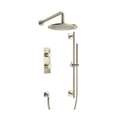 Isenberg  100.7300BN Two Output Shower Set With Shower Head, Hand Held And Slide Bar - Brushed Nickel