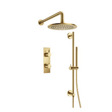 Isenberg  100.7350SB Two Output Shower Set With Shower Head, Hand Held And Slide Bar - Satin Brass