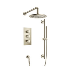 Isenberg  100.7200BN Two Output Shower Set With Shower Head, Hand Held And Slide Bar - Brushed Nickel