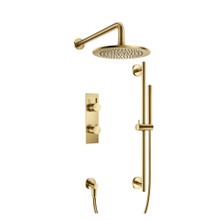 Isenberg  100.7300SB Two Output Shower Set With Shower Head, Hand Held And Slide Bar - Satin Brass