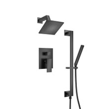 Isenberg  160.3400MB Two Output Shower Set With Shower Head, Hand Held And Slide Bar - Matte Black