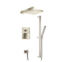 Isenberg  196.3350BN Two Output Shower Set With Shower Head, Hand Held And Slide Bar - Brushed Nickel