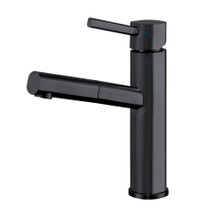Whitehaus  WHS1394-PSK-MBLK Waterhaus Lead-Free Solid Stainless Steel, Single Hole, Single Lever Kitchen Faucet with Pull-out Spray Head - Matte Black