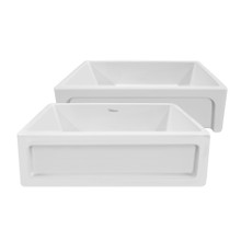 Whitehaus  WHQ5550-WHITE Shakerhaus 33" Reversible Kitchen Fireclay Sink with Shaker Design Front Apron on one Side and an Elegant Beveled Front Apron on the Opposite Side - White