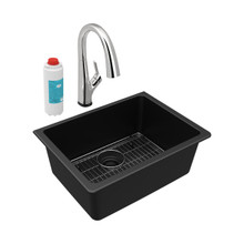 ZURN-ELKAY  ELGU2522BK0FLC Quartz Classic 24-5/8" x 18-1/2" x 9-1/2", Single Bowl Undermount Sink Kit with Filtered Faucet, Black