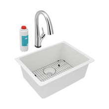 ZURN-ELKAY  ELGU2522WH0FLC Quartz Classic 24-5/8" x 18-1/2" x 9-1/2", Single Bowl Undermount Sink Kit with Filtered Faucet, White