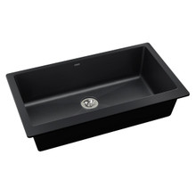 ZURN-ELKAY  ELXRUP3620CA0 Quartz Luxe 35-7/8" x 19" x 9" Single Bowl Undermount Kitchen Sink with Perfect Drain, Caviar