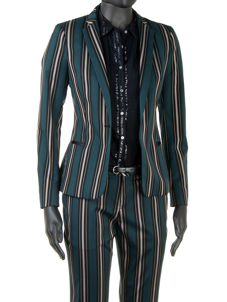 Multi-Coloured Striped Suit Blazer - Oscar Milo