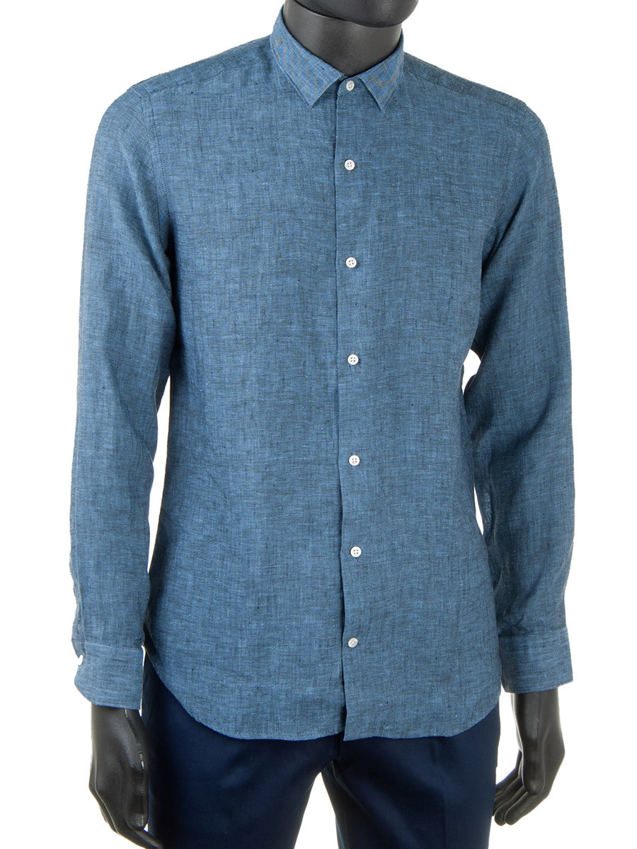Pure Linen Shirt Denim Blue - Oscar Milo