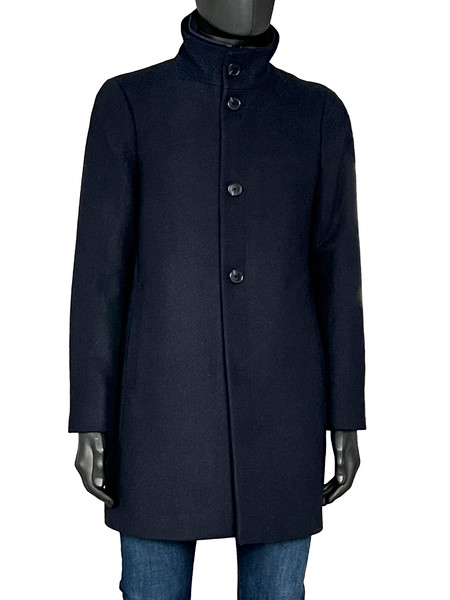 Short Dark Navy Wool Blend Coat