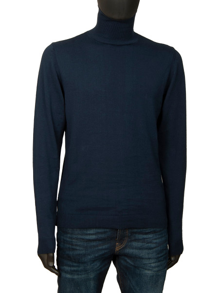 Cotton Roll Neck Pullover - Navy 
