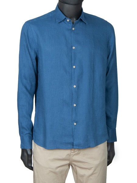 Pure Linen Shirt - Denim Blue