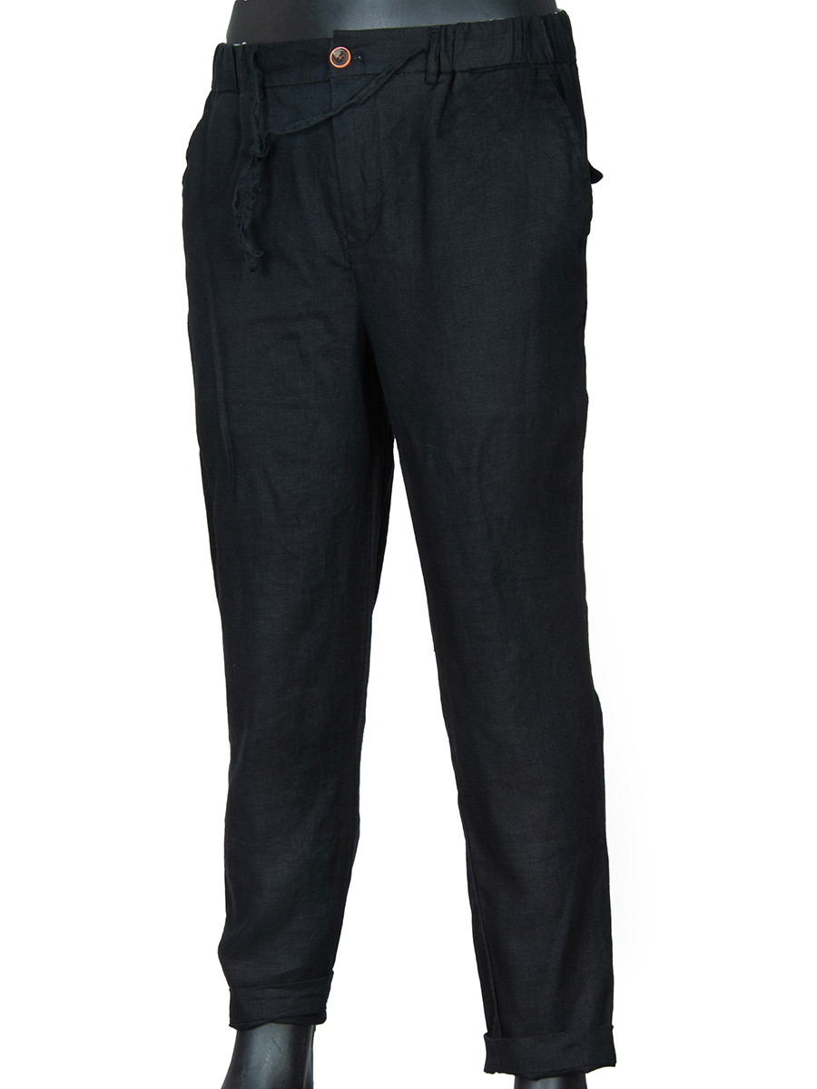 Linen Pants Black Oscar Milo