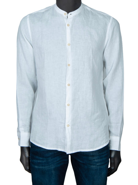 Mandarin Pure Linen Shirt - White