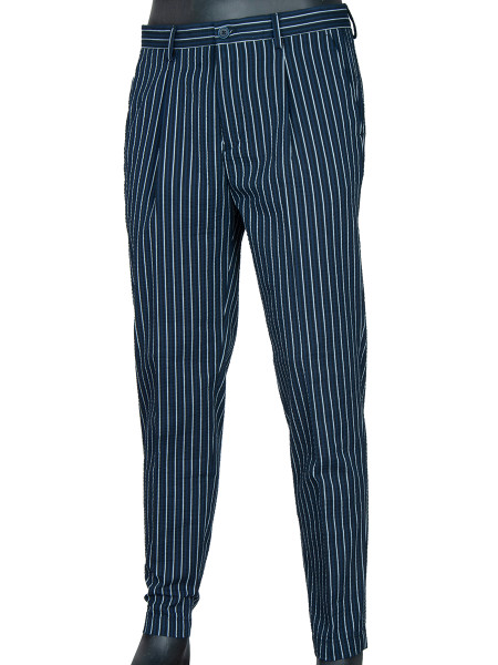 Striped Seersucker Pants - Navy
