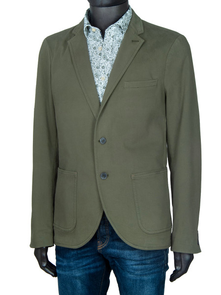 Cotton Blend Jersey Jacket - Khaki