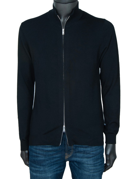 Full Zip Marino Cardigan - Black