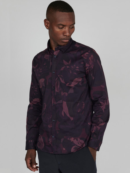 Matinique Large Flower Print Shirt - Dark Purple