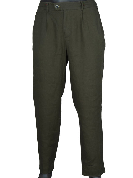 Linen Trousers - Olive Green