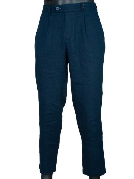 Linen Trousers - Navy