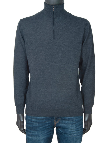 Oscar Milo Merino ¼ Zip Knit – Charcoal